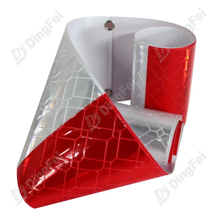 Eyelets Red And White Security Reflective Fencing Strip For Barriers - 